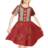 Hawaii Ohia Lehua Kid Short Sleeve Dress Tropical Vibes Crimson