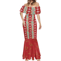 Hawaii Ohia Lehua Mermaid Dress Tropical Vibes Crimson