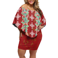 Hawaii Ohia Lehua Off Shoulder Short Dress Tropical Vibes Crimson LT05 Women Crimson - Polynesian Pride