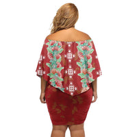 Hawaii Ohia Lehua Off Shoulder Short Dress Tropical Vibes Crimson LT05 - Polynesian Pride
