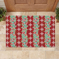 Hawaii Ohia Lehua Rubber Doormat Tropical Vibes Crimson
