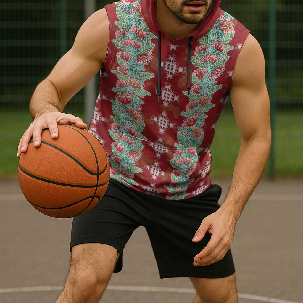 Hawaii Ohia Lehua Sleeveless Hoodie Tropical Vibes Crimson