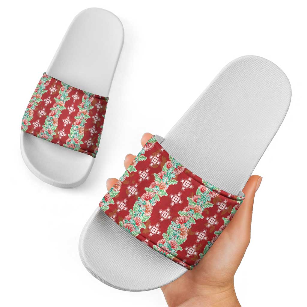 Hawaii Ohia Lehua Slide Sandals Tropical Vibes Crimson
