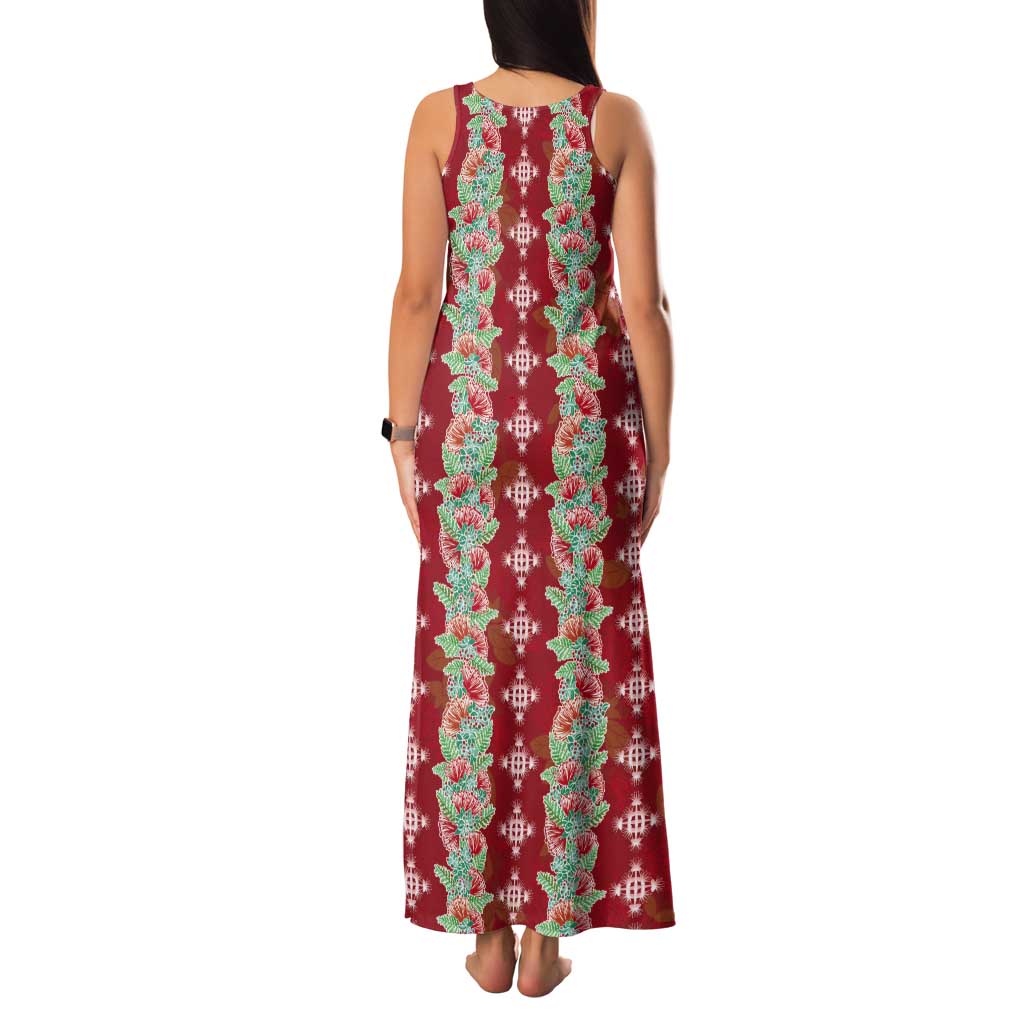 Hawaii Ohia Lehua Tank Maxi Dress Tropical Vibes Crimson