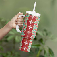 Hawaii Ohia Lehua Tumbler With Handle Tropical Vibes Crimson