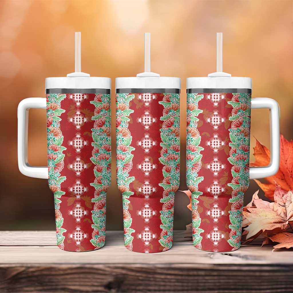 Hawaii Ohia Lehua Tumbler With Handle Tropical Vibes Crimson