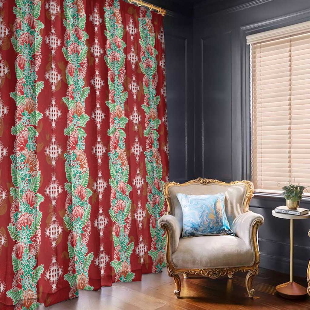 Hawaii Ohia Lehua Window Curtain Tropical Vibes Crimson