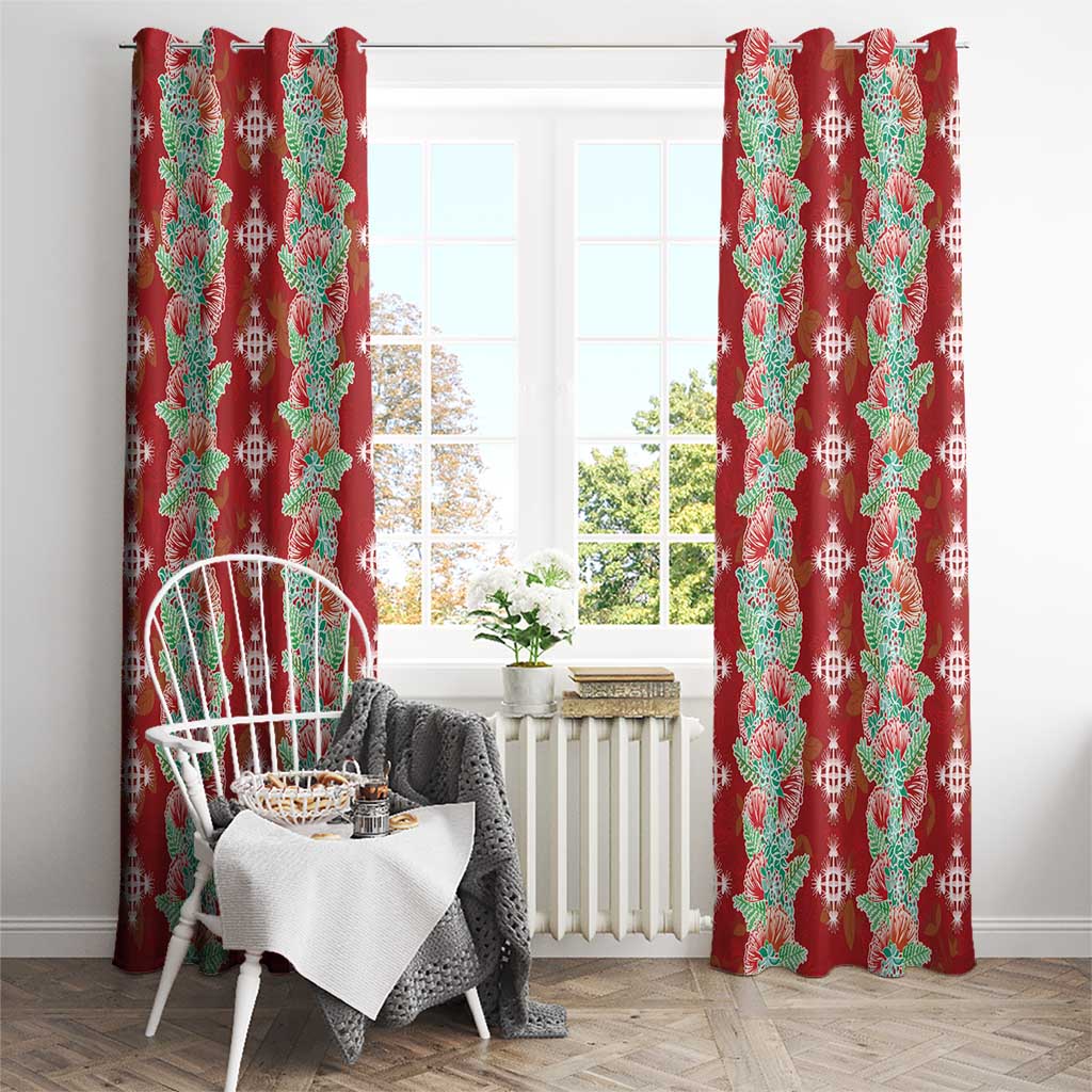 Hawaii Ohia Lehua Window Curtain Tropical Vibes Crimson