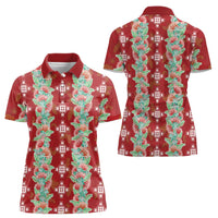 Hawaii Ohia Lehua Women Polo Shirt Tropical Vibes Crimson