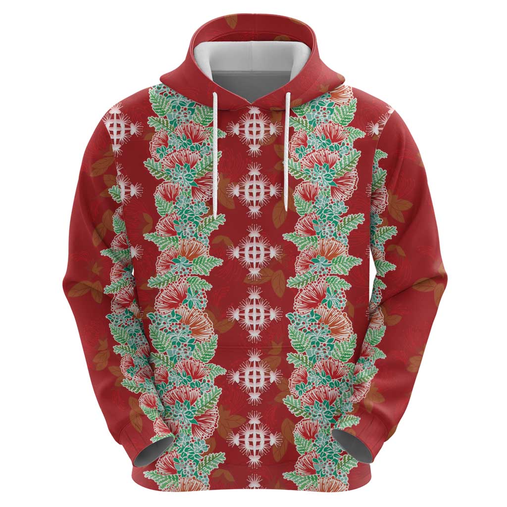 Hawaii Ohia Lehua Zip Hoodie Tropical Vibes Crimson LT05 - Polynesian Pride