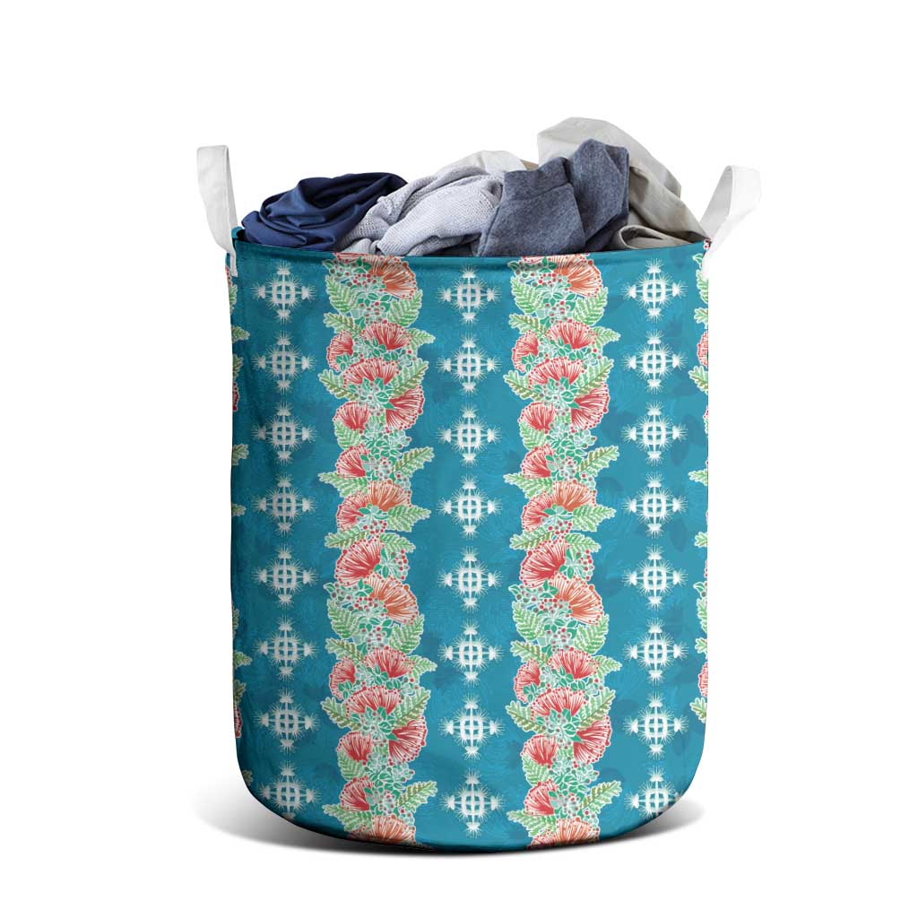 Hawaii Ohia Lehua Laundry Basket Tropical Vibes Teal