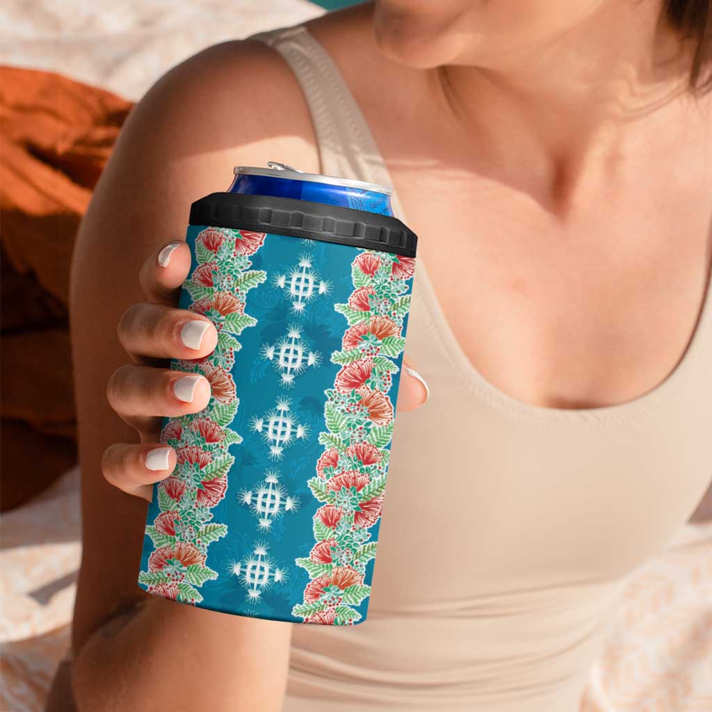 Hawaii Ohia Lehua 4 in 1 Can Cooler Tumbler Tropical Vibes Teal