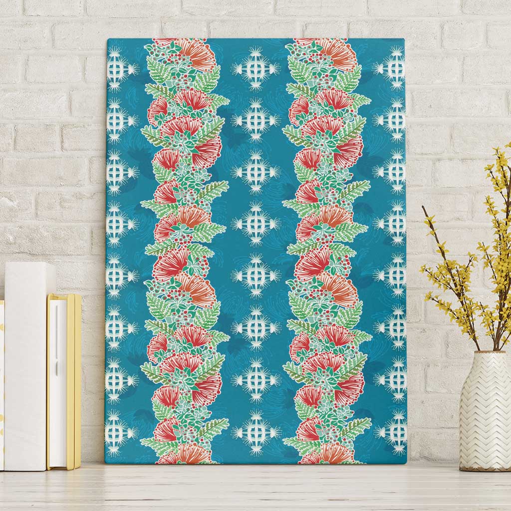 Hawaii Ohia Lehua Canvas Wall Art Tropical Vibes Teal