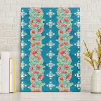 Hawaii Ohia Lehua Canvas Wall Art Tropical Vibes Teal