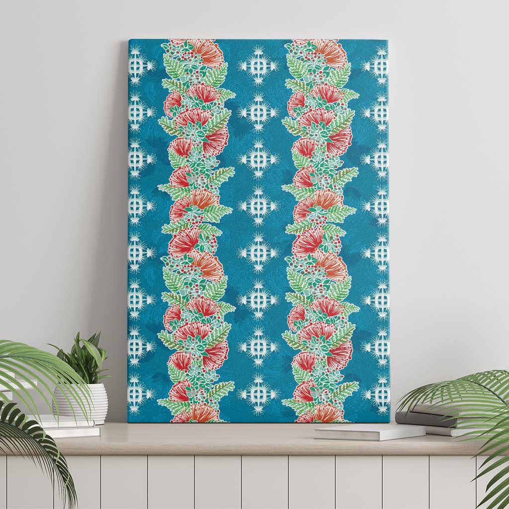 Hawaii Ohia Lehua Canvas Wall Art Tropical Vibes Teal