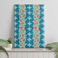 Hawaii Ohia Lehua Canvas Wall Art Tropical Vibes Teal