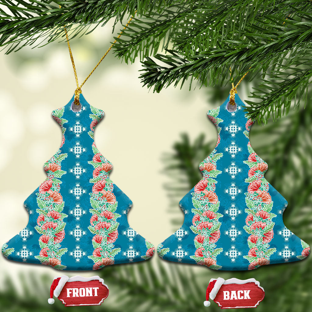 Hawaii Ohia Lehua Ceramic Ornament Tropical Vibes Teal LT05 Christmas Tree Teal - Polynesian Pride