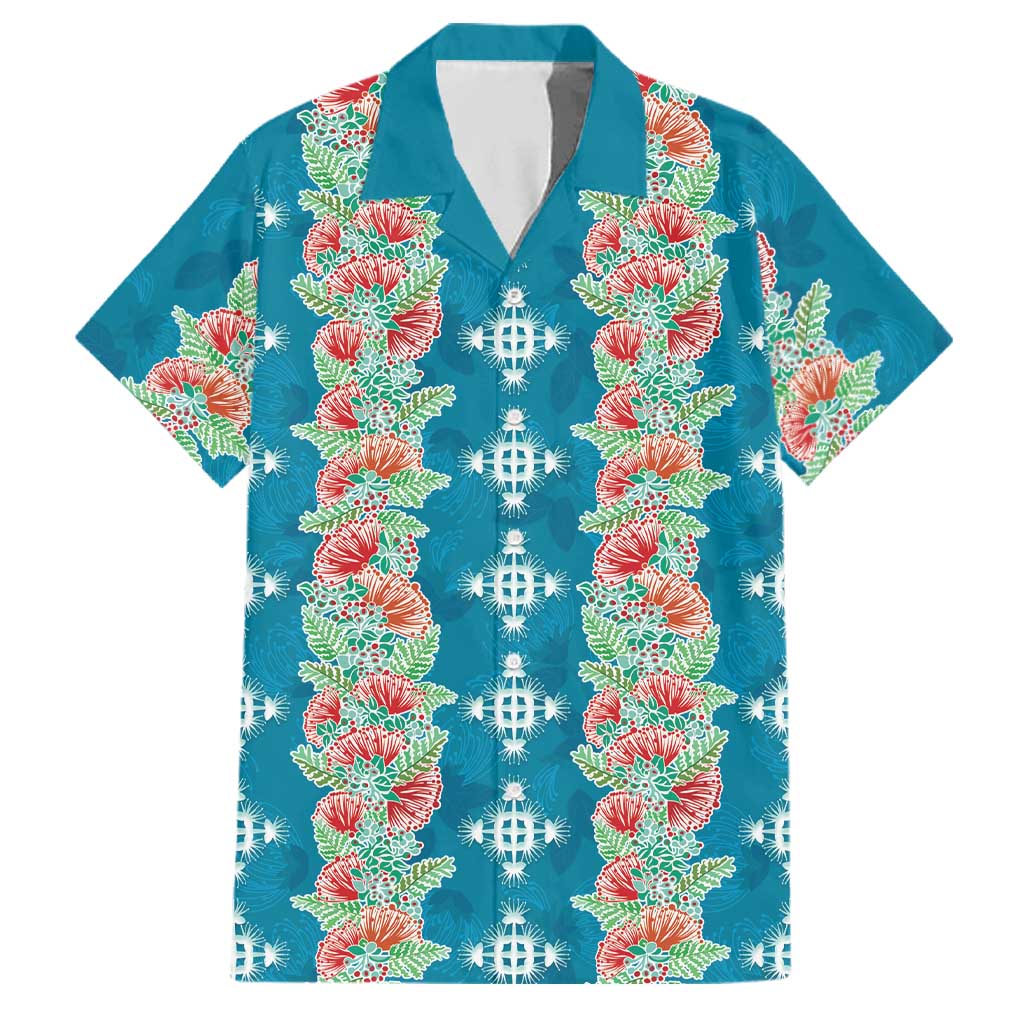 Hawaii Ohia Lehua Family Matching Long Sleeve Bodycon Dress and Hawaiian Shirt Tropical Vibes Teal