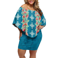 Hawaii Ohia Lehua Family Matching Off Shoulder Short Dress and Hawaiian Shirt Tropical Vibes Teal
