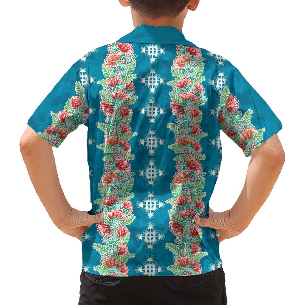 Hawaii Ohia Lehua Family Matching Puletasi and Hawaiian Shirt Tropical Vibes Teal