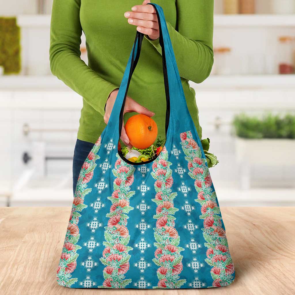 Hawaii Ohia Lehua Grocery Bag Tropical Vibes Teal
