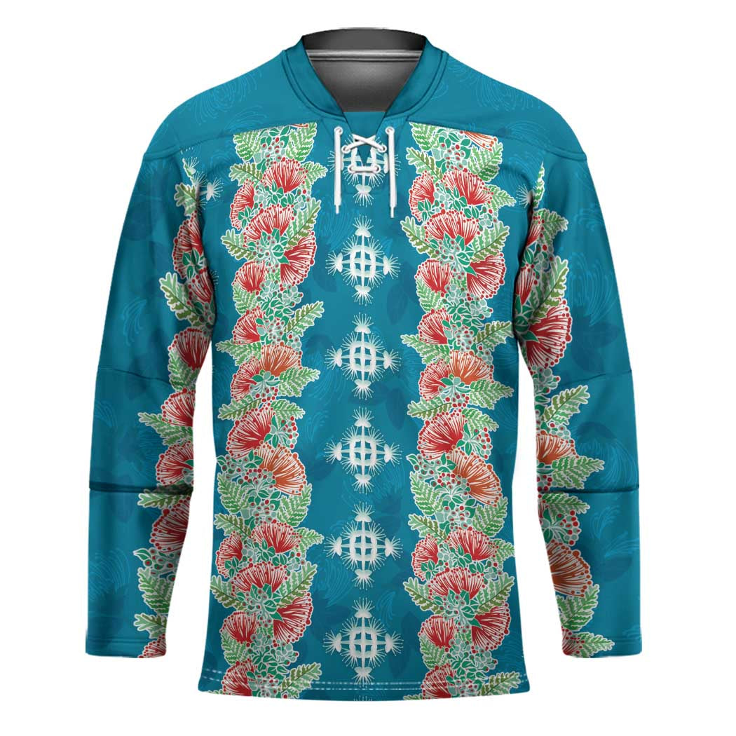 Hawaii Ohia Lehua Hockey Jersey Tropical Vibes Teal