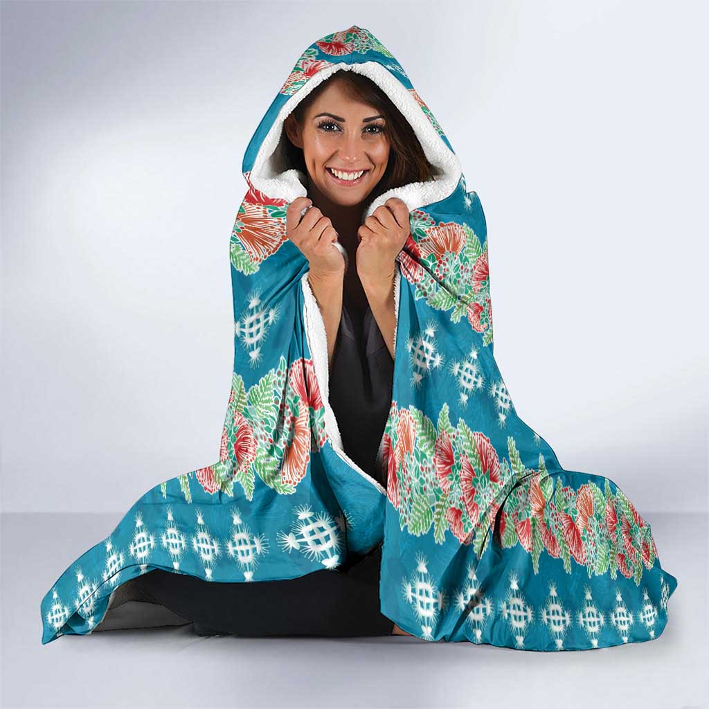 Hawaii Ohia Lehua Hooded Blanket Tropical Vibes Teal