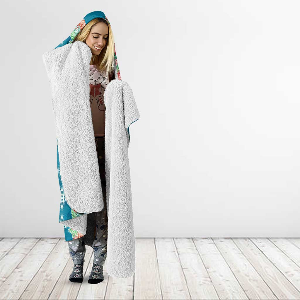 Hawaii Ohia Lehua Hooded Blanket Tropical Vibes Teal