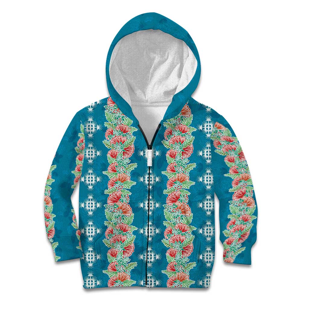 Hawaii Ohia Lehua Kid Hoodie Tropical Vibes Teal LT05 Zip Hoodie Teal - Polynesian Pride