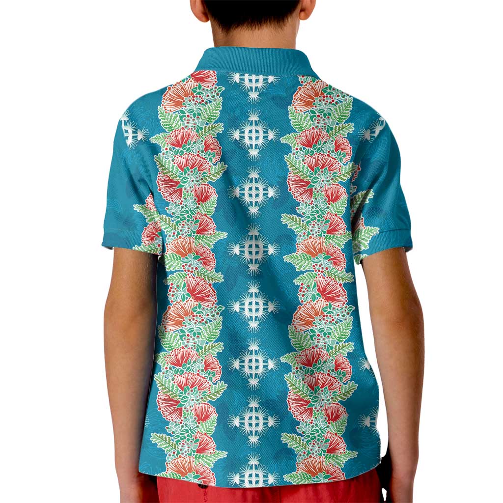 Hawaii Ohia Lehua Kid Polo Shirt Tropical Vibes Teal