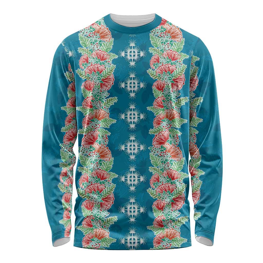 Hawaii Ohia Lehua Long Sleeve Shirt Tropical Vibes Teal