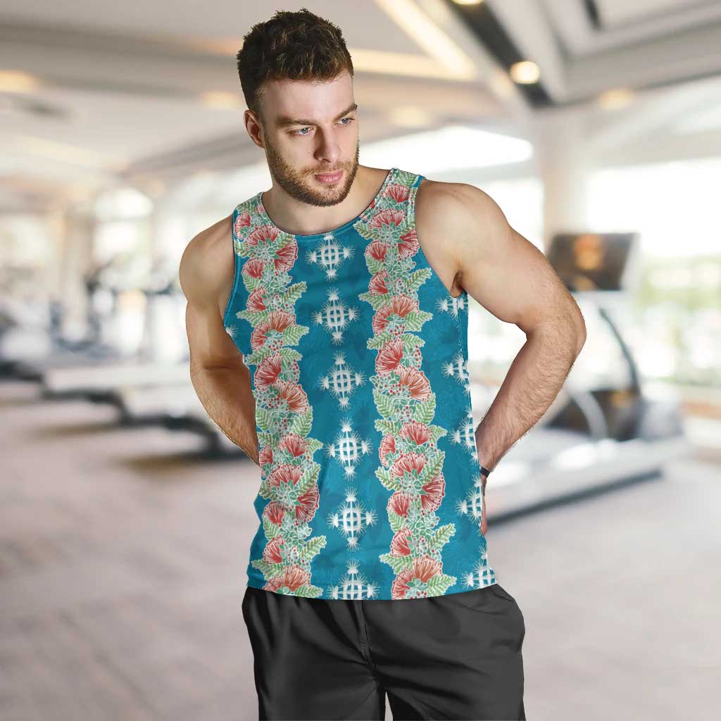 Hawaii Ohia Lehua Men Tank Top Tropical Vibes Teal