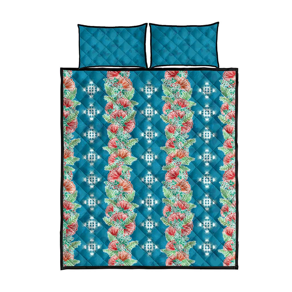 Hawaii Ohia Lehua Quilt Bed Set Tropical Vibes Teal