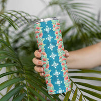 Hawaii Ohia Lehua Skinny Tumbler Tropical Vibes Teal