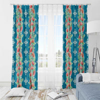 Hawaii Ohia Lehua Window Curtain Tropical Vibes Teal