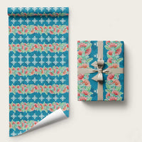 Hawaii Ohia Lehua Wrapping Paper Tropical Vibes Teal