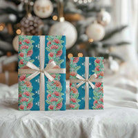 Hawaii Ohia Lehua Wrapping Paper Tropical Vibes Teal