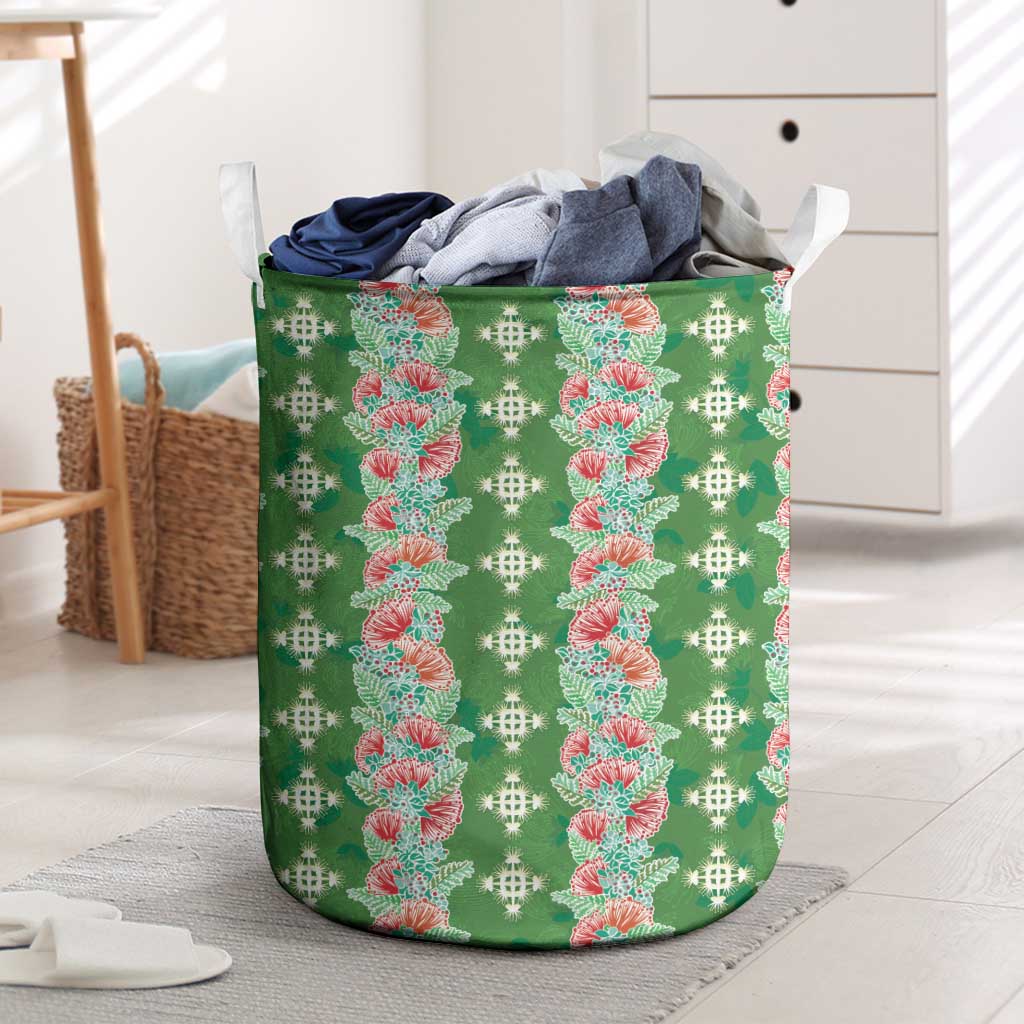 Hawaii Ohia Lehua Laundry Basket Tropical Vibes Green