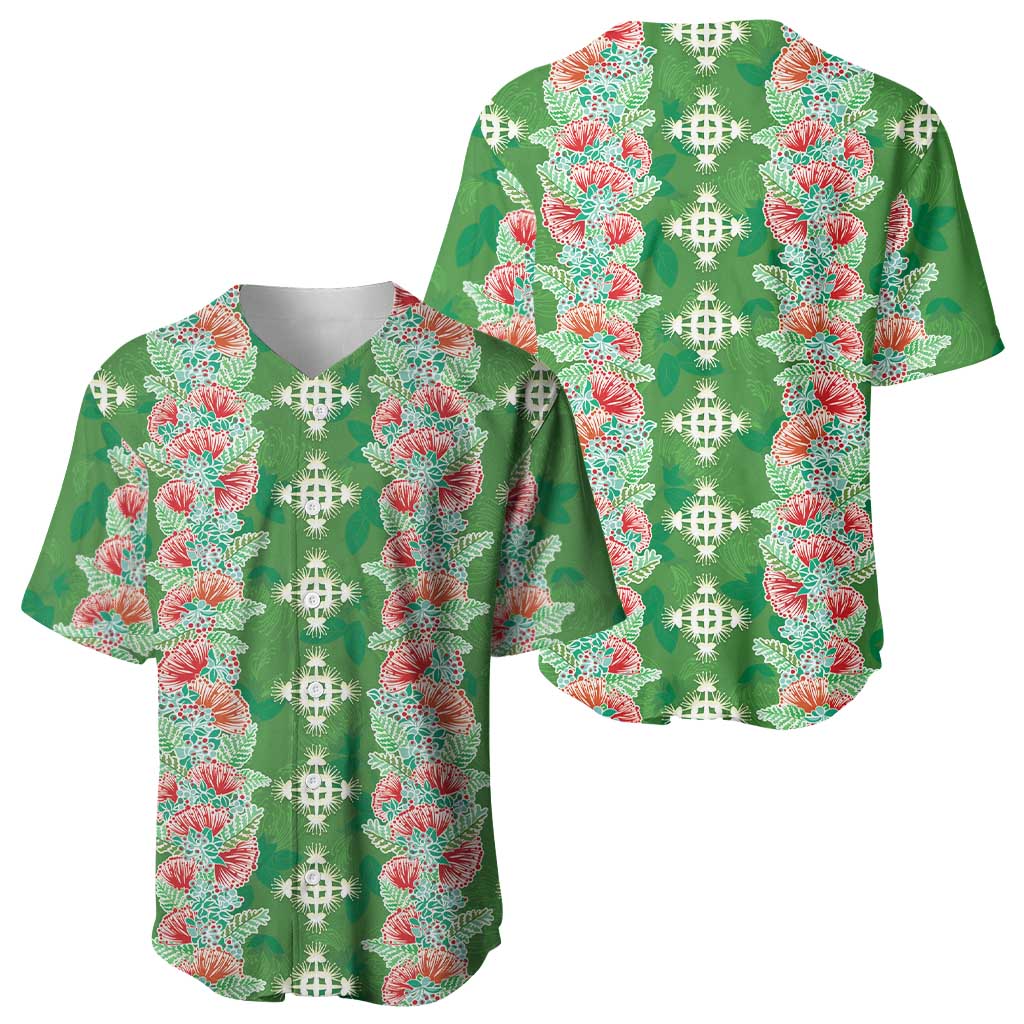 Hawaii Ohia Lehua Baseball Jersey Tropical Vibes Green
