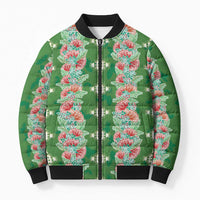 Hawaii Ohia Lehua Bomber Puffer Jacket Tropical Vibes Green