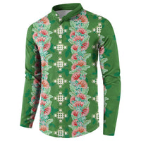 Hawaii Ohia Lehua Button Sweatshirt Tropical Vibes Green