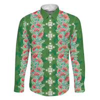 Hawaii Ohia Lehua Family Matching Mermaid Dress and Hawaiian Shirt Tropical Vibes Green