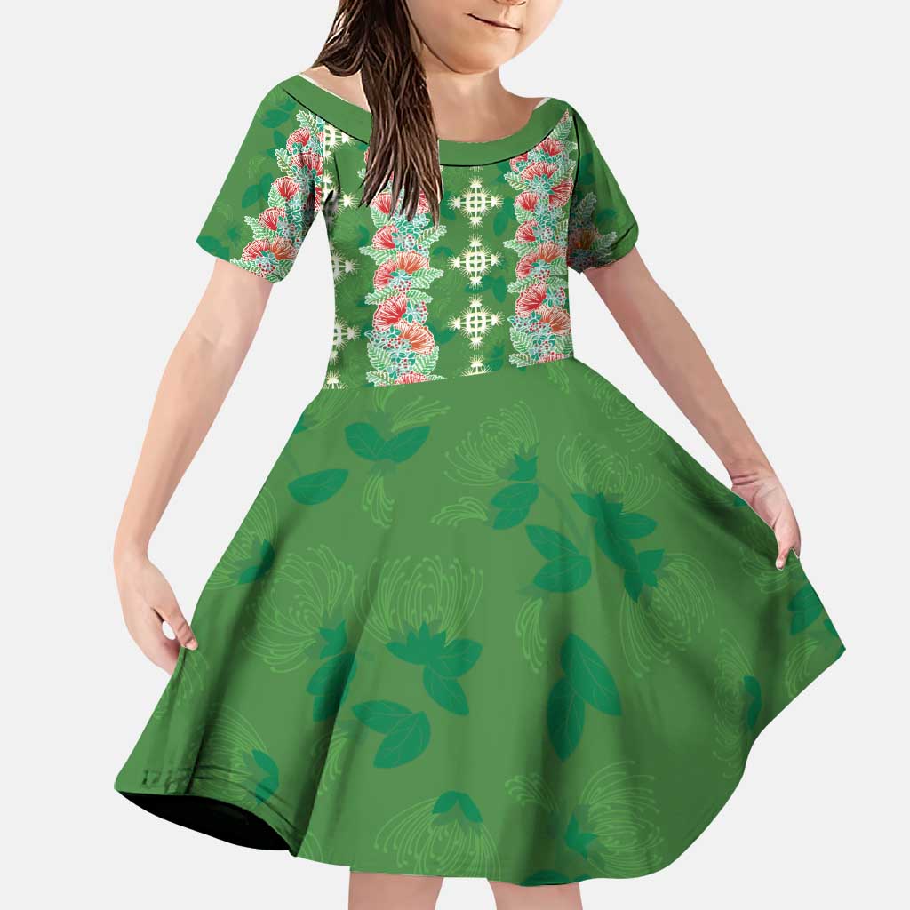 Hawaii Ohia Lehua Family Matching Off Shoulder Maxi Dress and Hawaiian Shirt Tropical Vibes Green