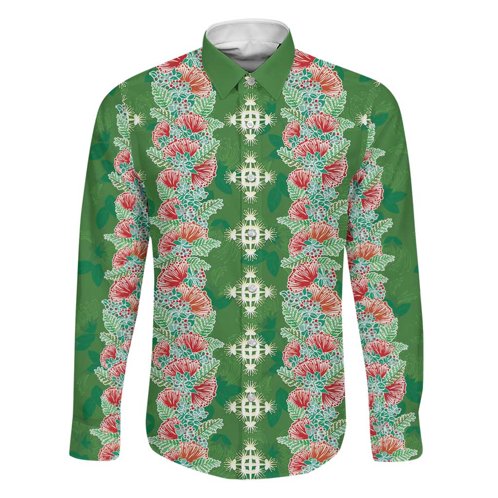 Hawaii Ohia Lehua Family Matching Off Shoulder Short Dress and Hawaiian Shirt Tropical Vibes Green