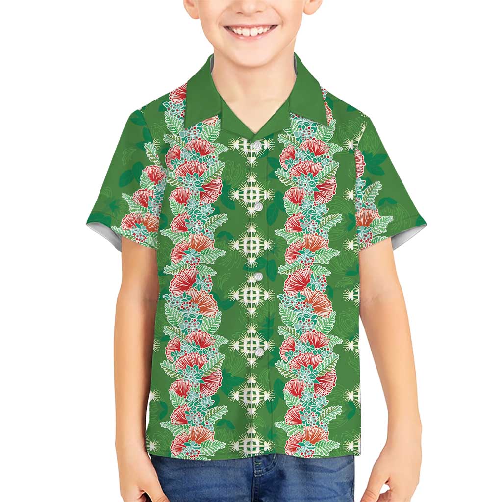 Hawaii Ohia Lehua Kid Hawaiian Shirt Tropical Vibes Green LT05 Kid Green - Polynesian Pride