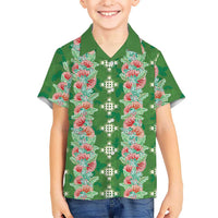 Hawaii Ohia Lehua Kid Hawaiian Shirt Tropical Vibes Green LT05 Kid Green - Polynesian Pride