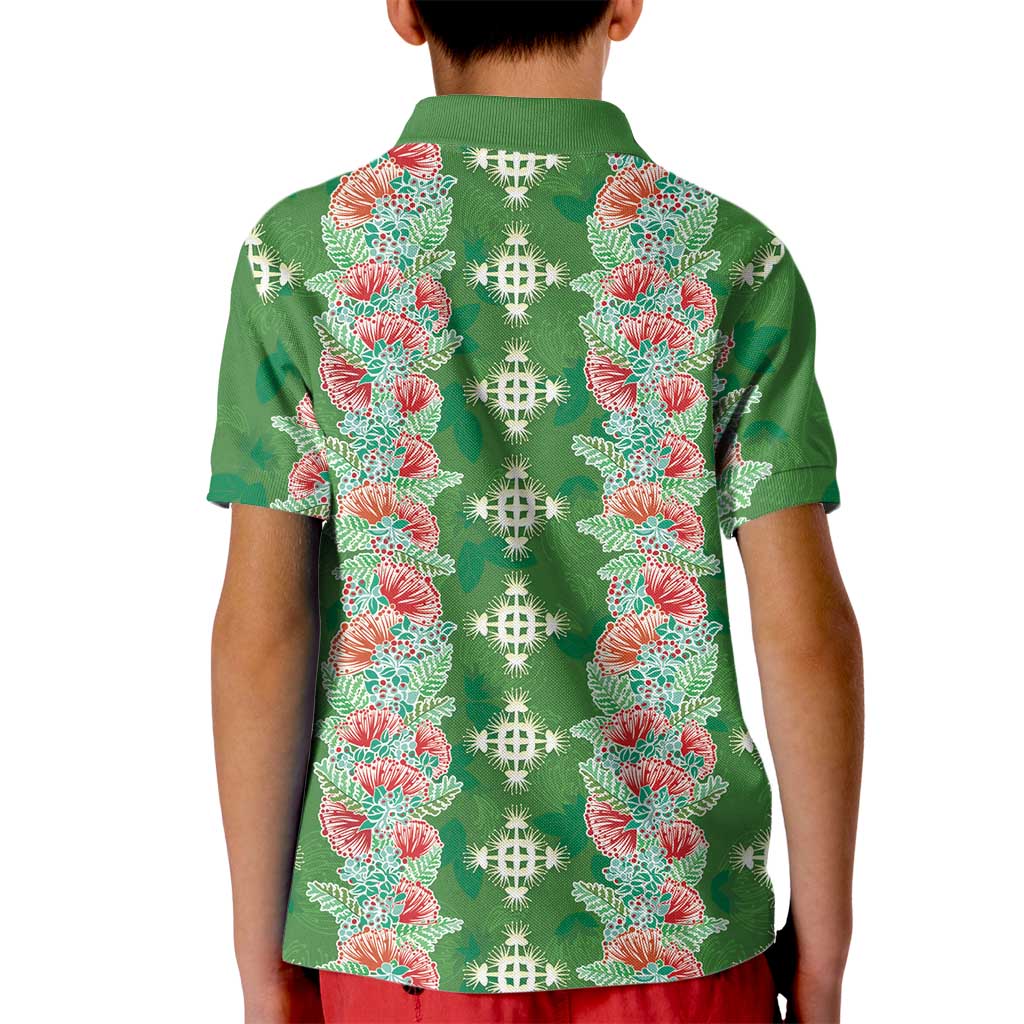 Hawaii Ohia Lehua Kid Polo Shirt Tropical Vibes Green