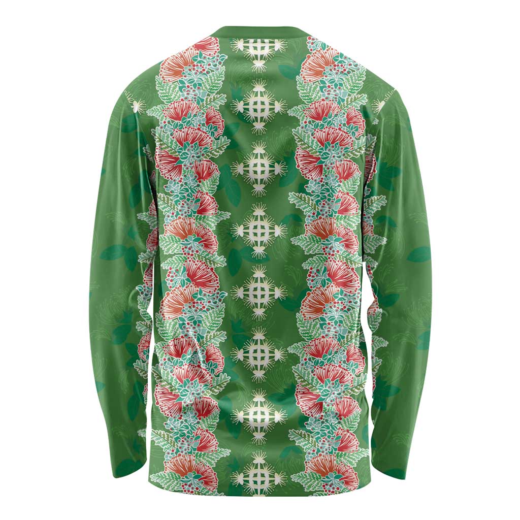 Hawaii Ohia Lehua Long Sleeve Shirt Tropical Vibes Green LT05 - Polynesian Pride