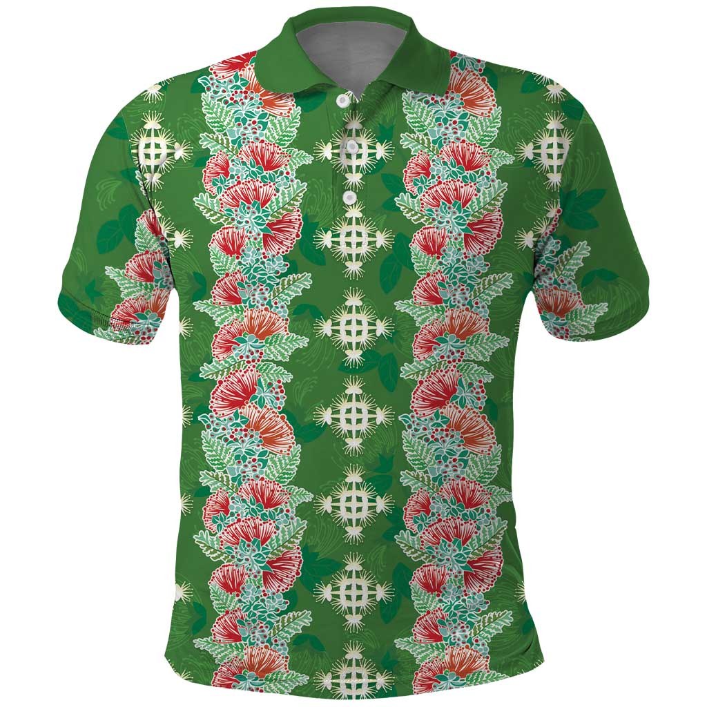 Hawaii Ohia Lehua Polo Shirt Tropical Vibes Green LT05 Green - Polynesian Pride
