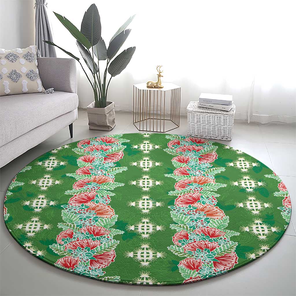 Hawaii Ohia Lehua Round Carpet Tropical Vibes Green